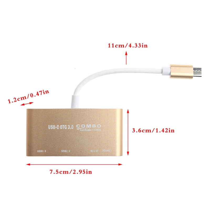 Aneng 5 в 1 USB-C 3.1 Тип-C OTG USB 3.0 2.0 концентратор SD/ TF Card Reader Combo для ноутбука