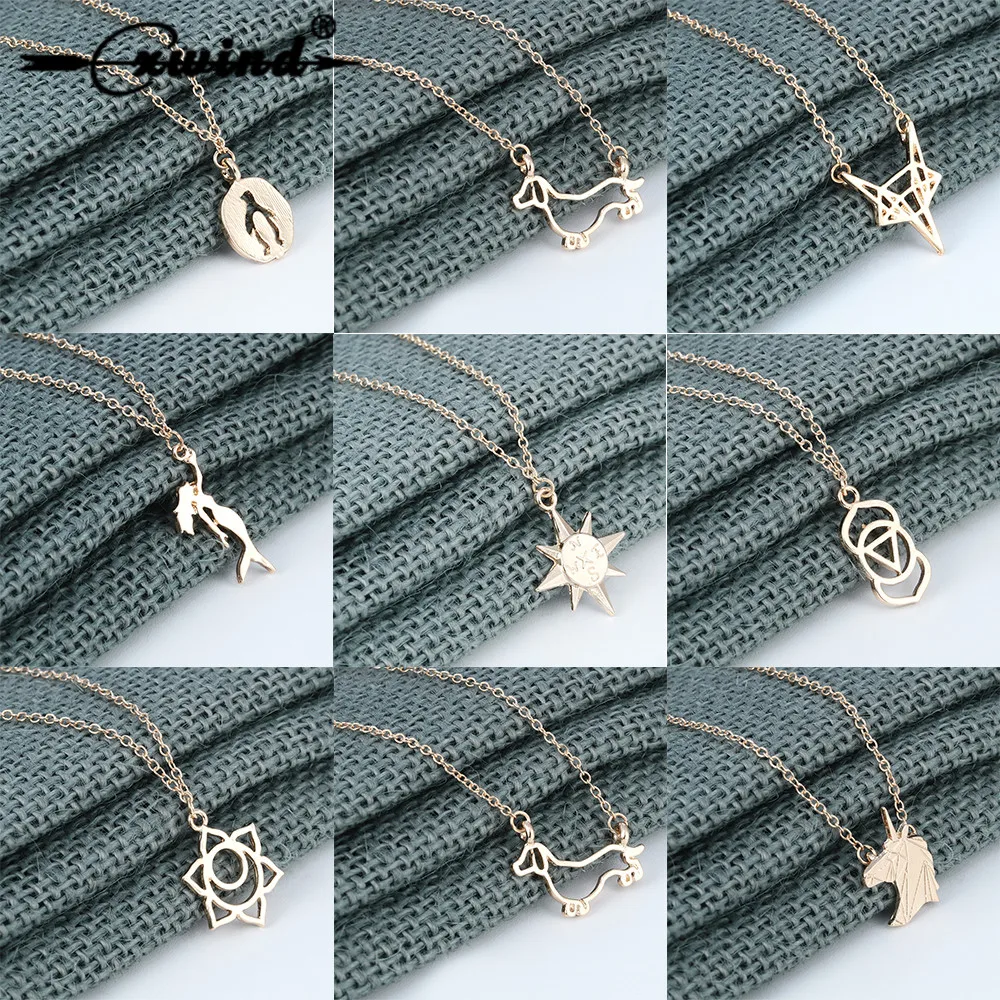 Cxwind الذهب الفضة الحب الحيوان يونيكورن البوصلة Pengiun القلب قلادة قلادة للنساء فتاة هدية بيان القلائد Collares Cxwind الذهب الفضة الحب الحيوان يونيكورن البوصلة Pengiun القلب قلادة قلادة للنساء فتاة هدية بيان القلائد Collares