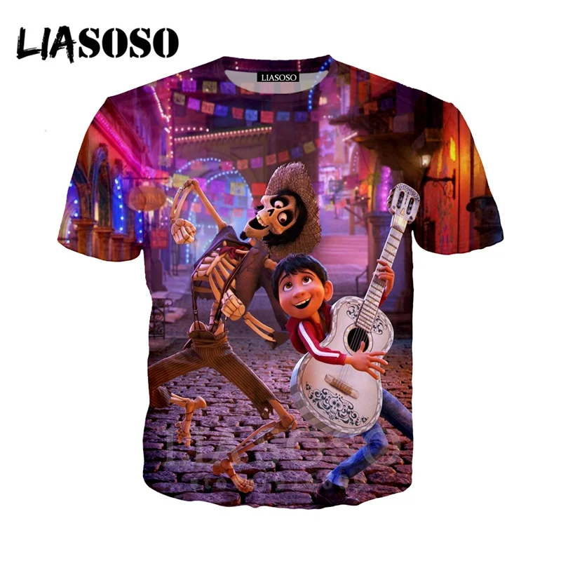 

T-shirt 3D print Men women tees Anime streetwear guitar ball t shirt Harajuku clothes kids coco punk game top Short Sleeve E710