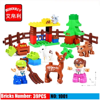 

1001 Happy Farm Large Blocks Happy Zoo With Animals Building Blocks Set For Kids DIY Gifts Duploe Baby Toys