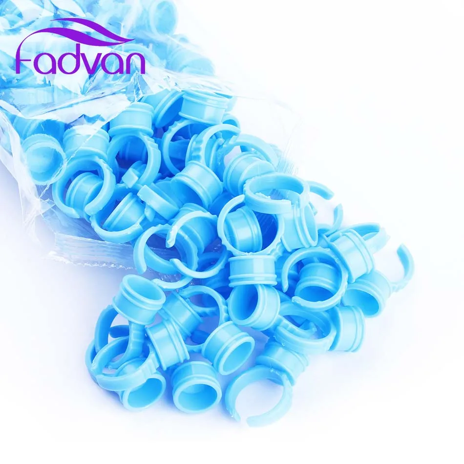 

New Blue 100Pcs/Bag Adhesive Eyelash Pallet Holder Set Disposable Glue Ring Pallet Eyelash Extension Tattoo Pigment Holder