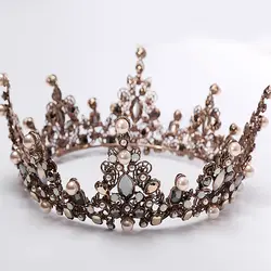 Мода в стиле барокко Корона свадебная тиара Винтаж свадебные аксессуары для волос ювелирный сплав диадемы Красота Royal Crown Люкс
