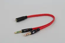 NEW 3.5mm Stereo Splitter Audio Male to Earphone Headset + Microphone Adapter couples turn wiring connector