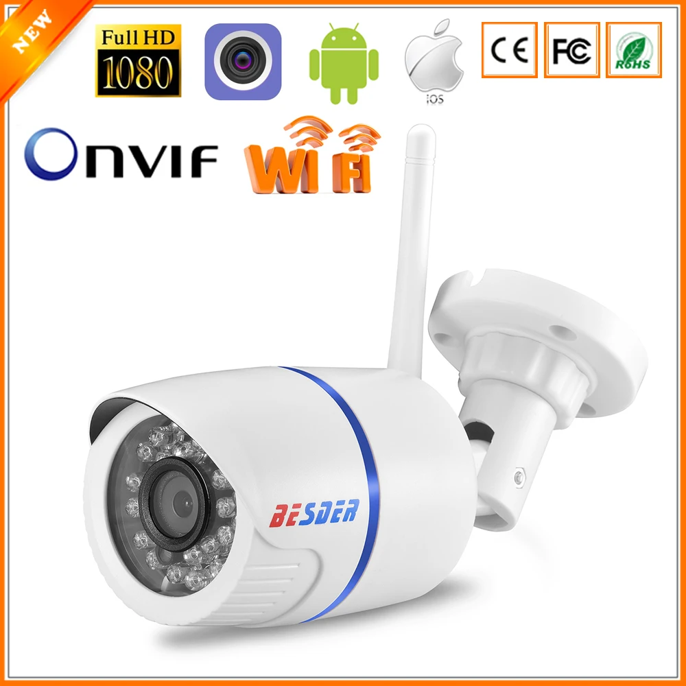 

BESDER P2P ONVIF With SD Card Slot Wireless IP Camera Outdoor 1080P Email Alert Motion Detect CCTV Surveillance Camera IP Wifi