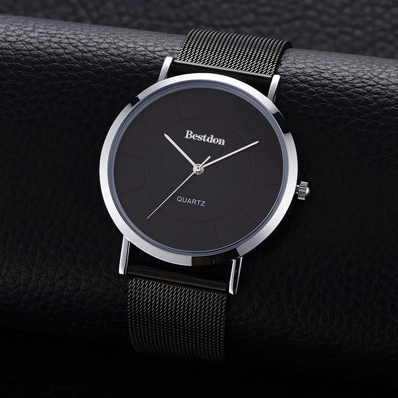 Bestdon 6,2 мм тонкие часы Мужские Простые Кварцевые водонепроницаемые наручные часы минималистичный ремешок из нержавеющей стали роскошный бренд подарок для мужчин горячая распродажа - Цвет: White-black-black