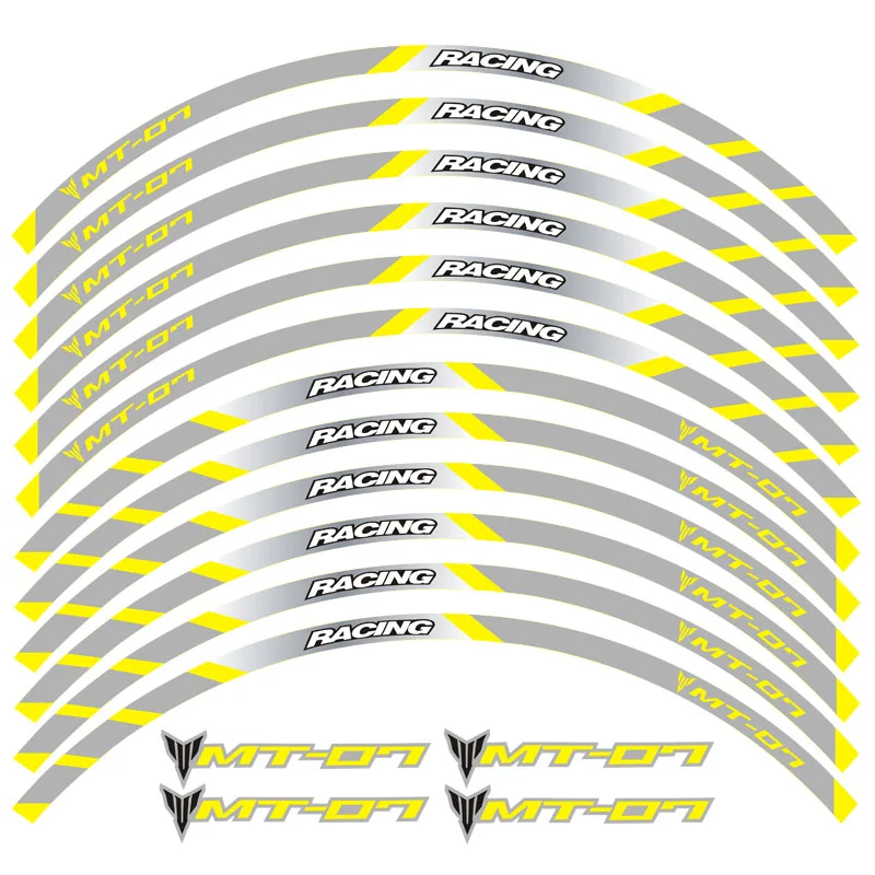 Новинка, высокое качество, 12 шт., подходит для мотоцикла, наклейка для колес, полоса, светоотражающий обод для Yamaha mtmt07
