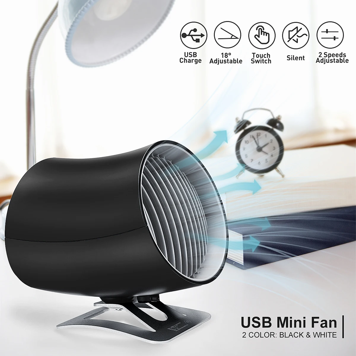 

Mini Fan 2 Speed Control Cooling Portable USB Desktop Ultra Quiet Cooler Air Home Student Dormitory Portable Office Adjustable