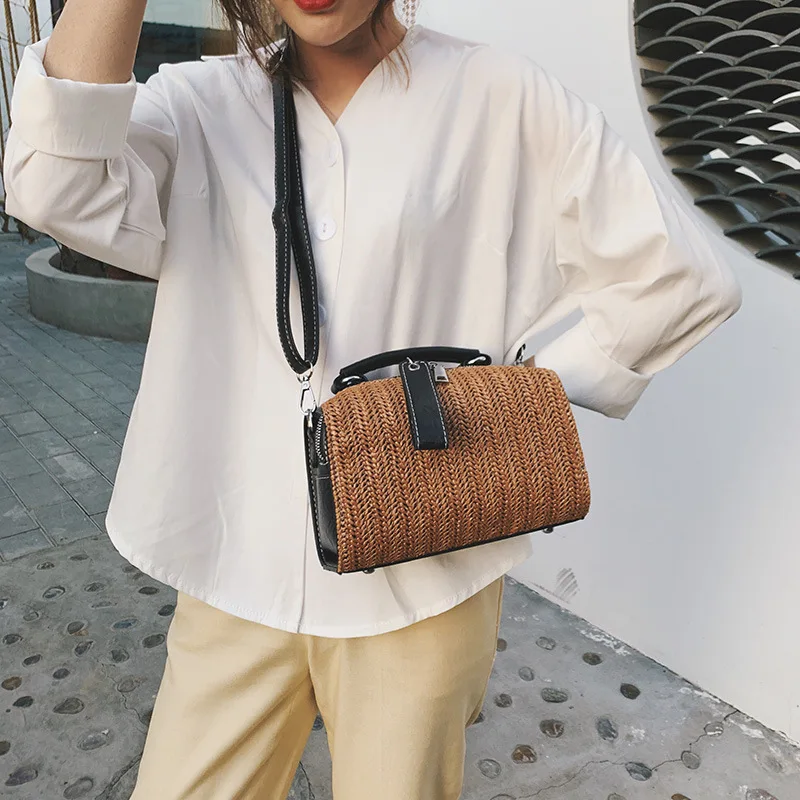 

2019 High Quality Crossbody Bags for Women Straw Shoulder Bags Luxury Handbags Women Designer Bucket Bag Cross Body