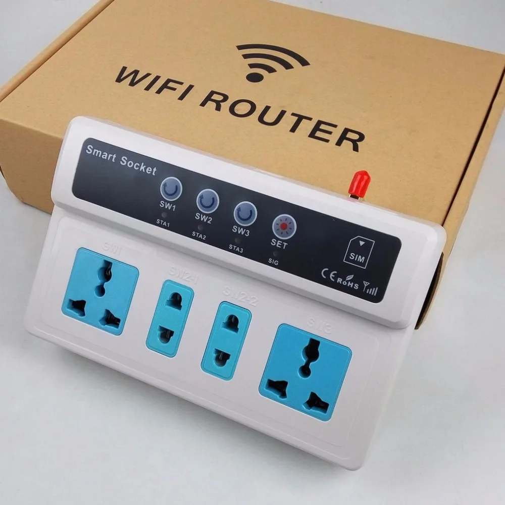 

3 Sockets Remote Control Wireless Mobile Phone GSM SIM Smart Socket Switch SC3 Energy-saving GSM Smart Wireless Socket US Plug