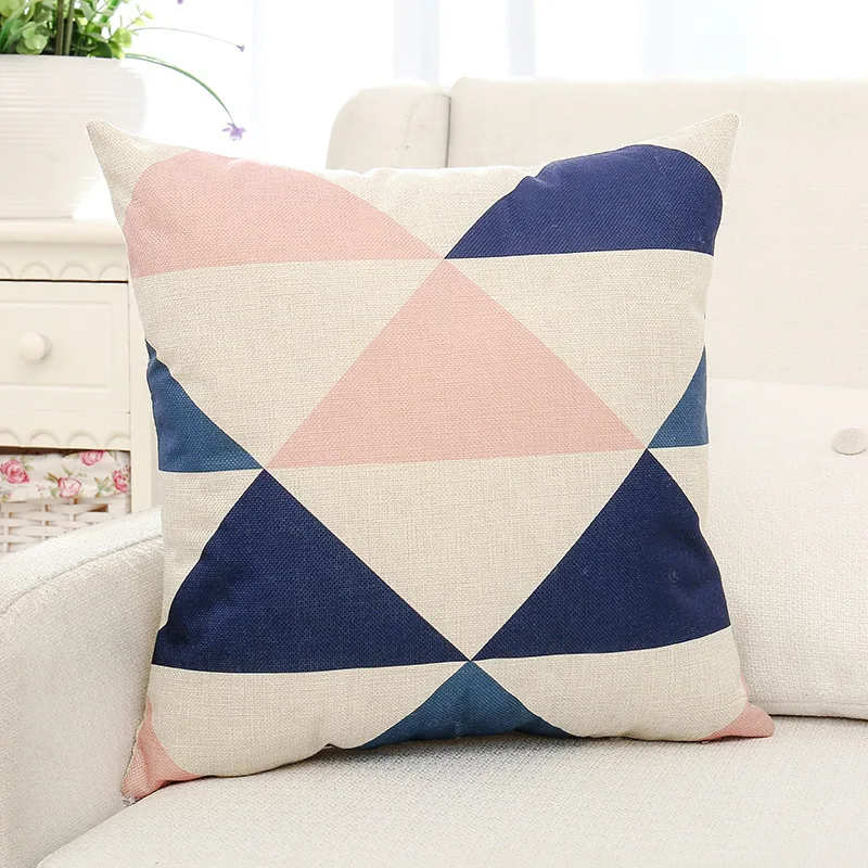 

Stylish Cushion Cover 45x45cm Cross Pink Geometric Stripe Love Diamond Home Bedroom Sofa Decor Polyester Peach Skin Pillow