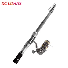 Mini Telescopic Carbon Fiber Rock Fishing Rod with Retractable Handle Ultralight Portable Fishing Pole Sea Fishing Tackle