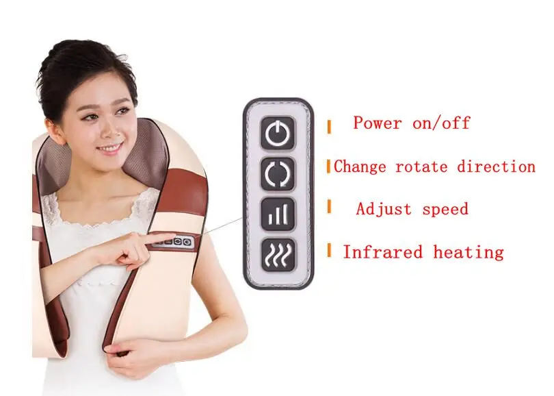 4D Infrared kneading massager U shape Electrical Shiatsu Back Neck Shoulder Body Massager massage cervical device