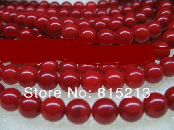 

wb 00104 LOT 20strs 4mm luster dark red round coral beads