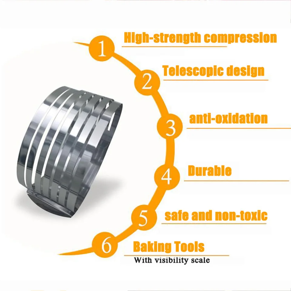 Переносное регулируемое кольцо для торта из нержавеющей стали, выдвижная подставка для мусса, подставка для торта, 3D DIY, формы для выпечки, круглая форма, кухонные инструменты для выпечки торта
