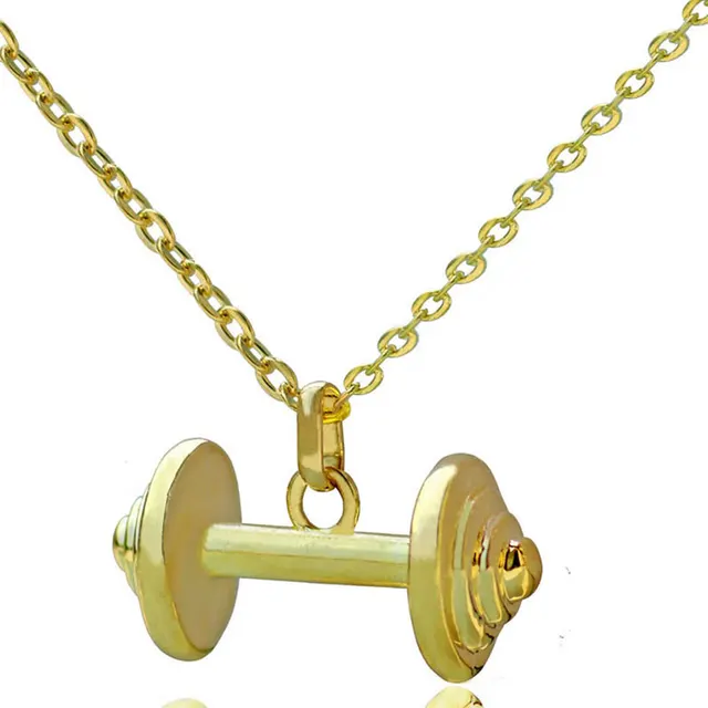 Women Fitness Dumbbell Necklace Pendant Barbell Weight Crossfit