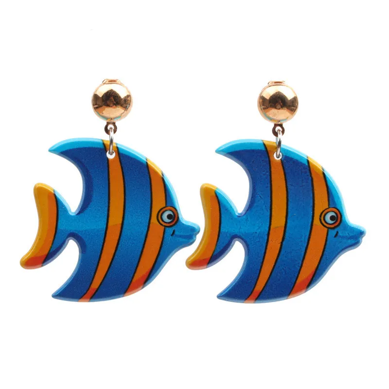 Colorful Acrylic Tropical Fish Earrings Fashion Ocean Collection Animal