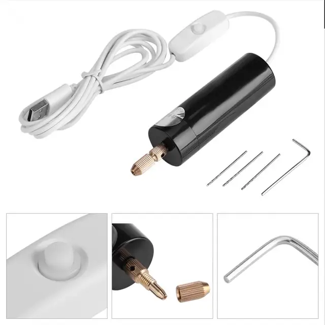 DC 5V Mini Small Electric Drills Handheld Micro USB Drill with 3pc Bits