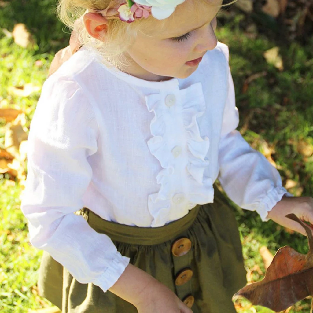

Casual Infant Baby Girls Tops Long Sleeve T-shirt+Army Green Skirt Outfits Dress Clothes Ruffles Girls Dress Suits 2018