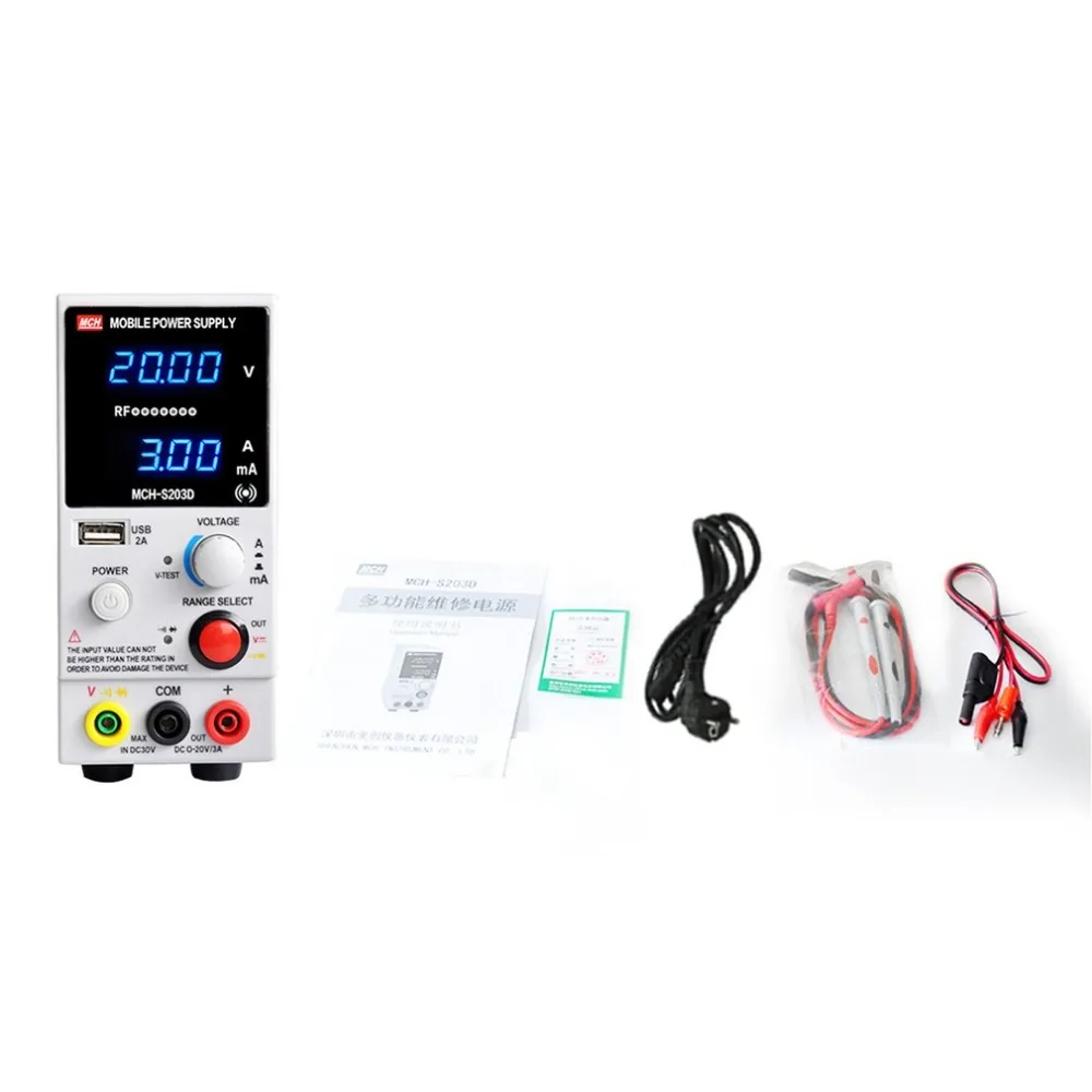 

20V/3A Digital Mini DC Power Supply Current Volt Multimeter Adjustable Switching for Mobile Phone PC Notebook Maintenance