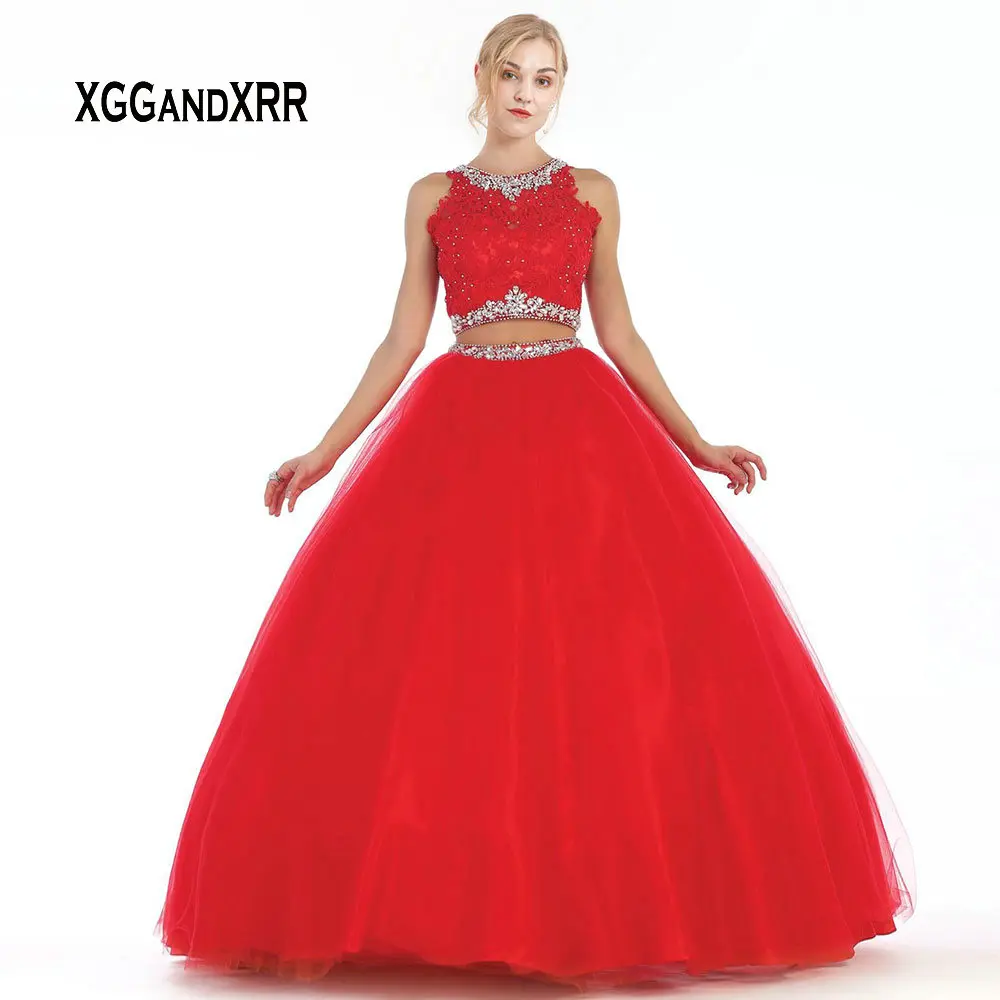 

Two Pieces Quinceanera Dresses 2019 Ball Gown Prom Dress Beaded vestidos robe de bal Sweet 16 Dress Girls Party Gowns Plus Size