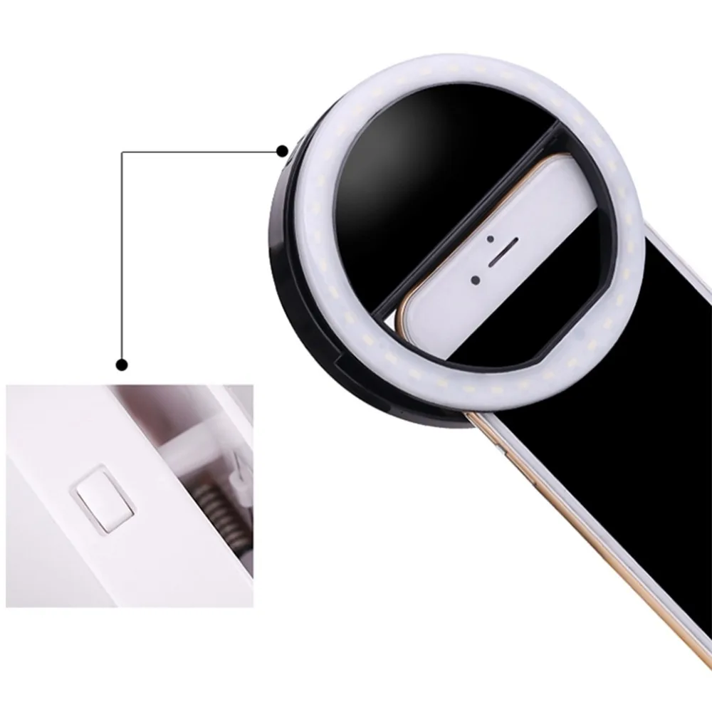 Клипса селфи 36 светодиодный кольцевой светильник для селфи объектив телефона для iPhone X Nokia Note 8 портативная круглая вспышка камера для улучшения фотографии