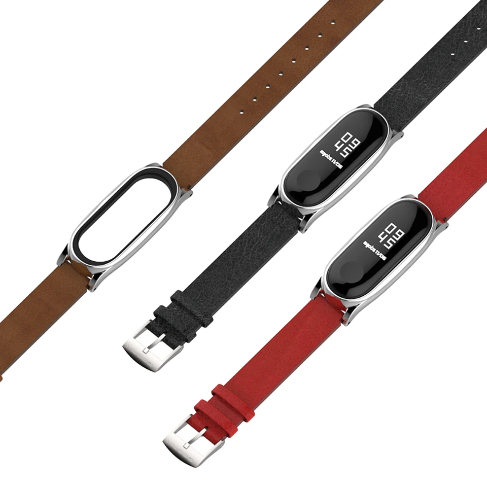 Кожаный ремешок Mi Band 3 для умного браслета Xiaomi 4 браслеты аксессуары на запястье