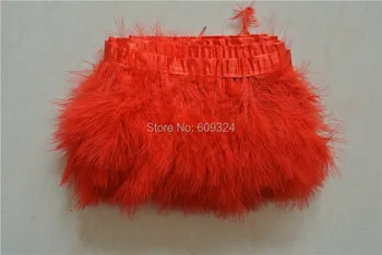 

10 meters marabou feather fringe Turkey Fluff Feather Trim fringe 3-4inch wide red color for weddings event supplies