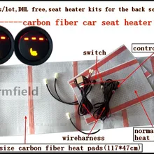 100 компл./лот, DHL бесплатно, сиденье из углеродного волокна комплект подогревателей для заднего сиденья автомобиля с тремя позициями нажмите переключатель