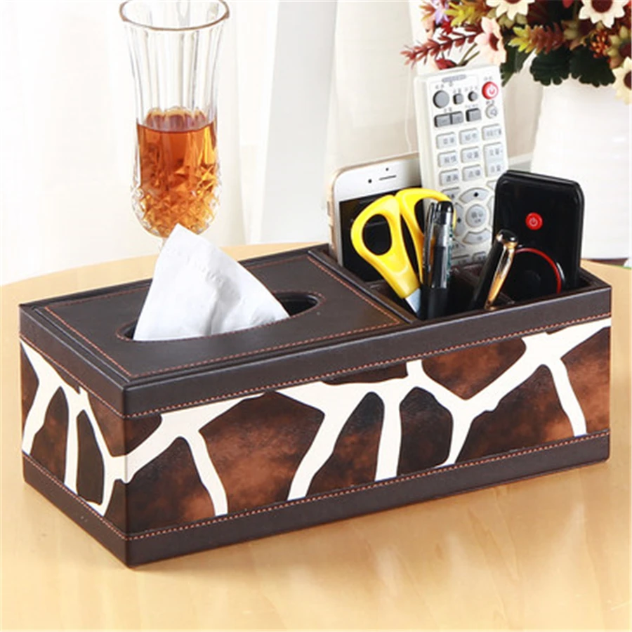 Leather Tissue Box Holder Home Tools Car Paper Towel Holder Seat Type Creative Multifunction