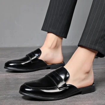 

Yomior New Summer Beach Travel Men Sandals Flats Fashion Casual Dress Leather Shoes Sexy Black Flip Flop Slip-On Slippers