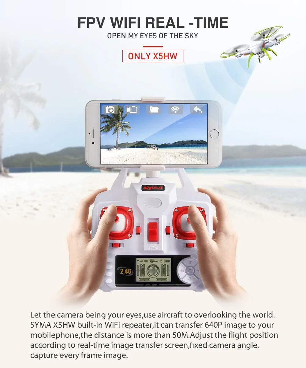 Syma X5SW 2,4 ГГц 4CH 6 оси гироскопа RC Quadcopter с HD Wifi селфи-камера мини Drone НЛО Классический вертолет подарок для начинающих мальчик