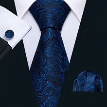 Мужской свадебный галстук синий Цветочный шелковый галстук носовой платок Набор Барри. Ван 8,5 см модные дизайнерские галстуки для мужчин вечерние прямые поставки FA-5143