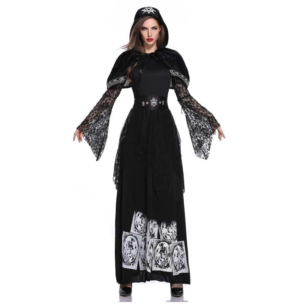 

Adult Black Sexy Dress Witch Cosplay Costume Vampire Queen Masquerade Carnival Party Uniform