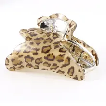 Коричневый Леопардовый принт Пружинные пластиковые зубы зажим для волос