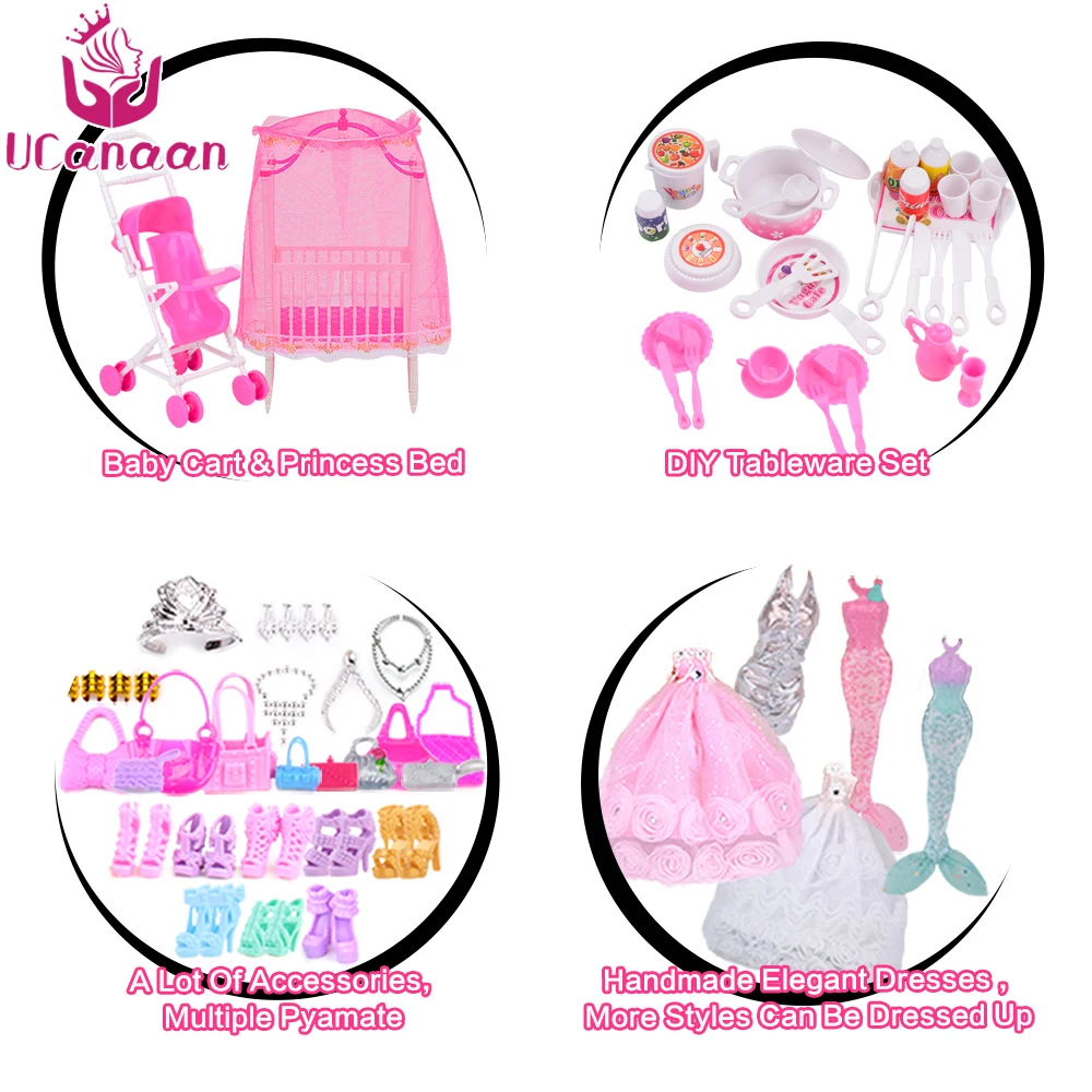 UCanaan DIY Dressup игрушки для девочек набор кукла принцессы детей подвижное шарнирное