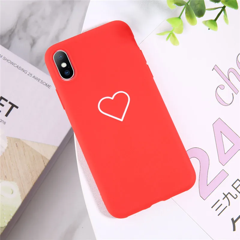 Красный Lovebay милый чехол для телефона для iPhone 11 Pro 6 6s 7 8 Plus X XR XS Max милый мультфильм простое любовное сердечко Мягкий ТПУ задний чехол s - Цвет: Красный