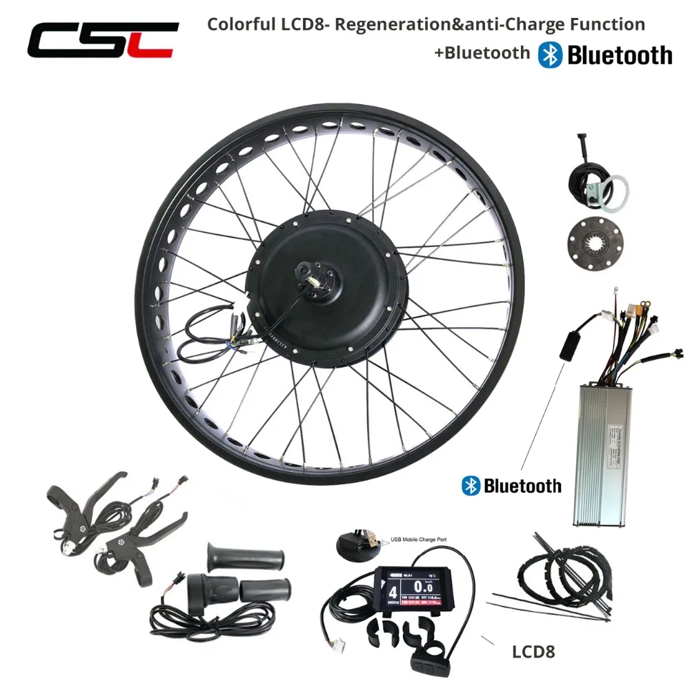 Ebike Fat Tire Motor Conversion Kit 26 750W Anti-Charge Regeneration Bluetooth