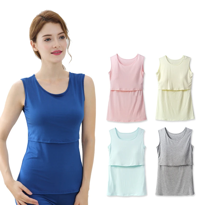 Summer Maternity Nursing Tank Top Yellow Pregnancy Vest Breastfeeding