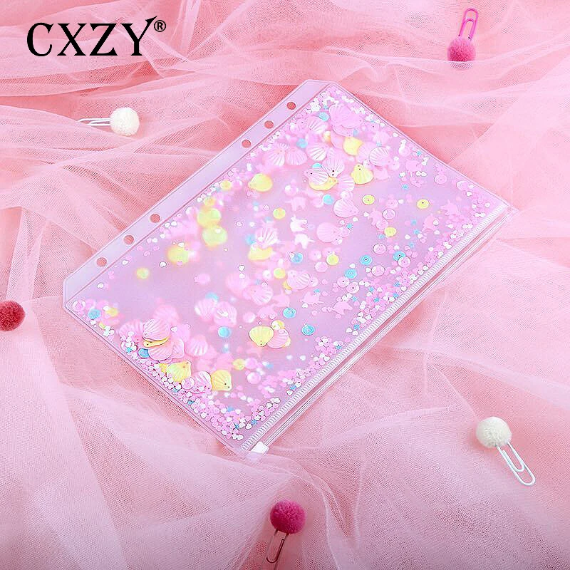 CXZY розовая сумка для хранения с блестками 6 отверстий A5 A6 traveler notebook кавайный