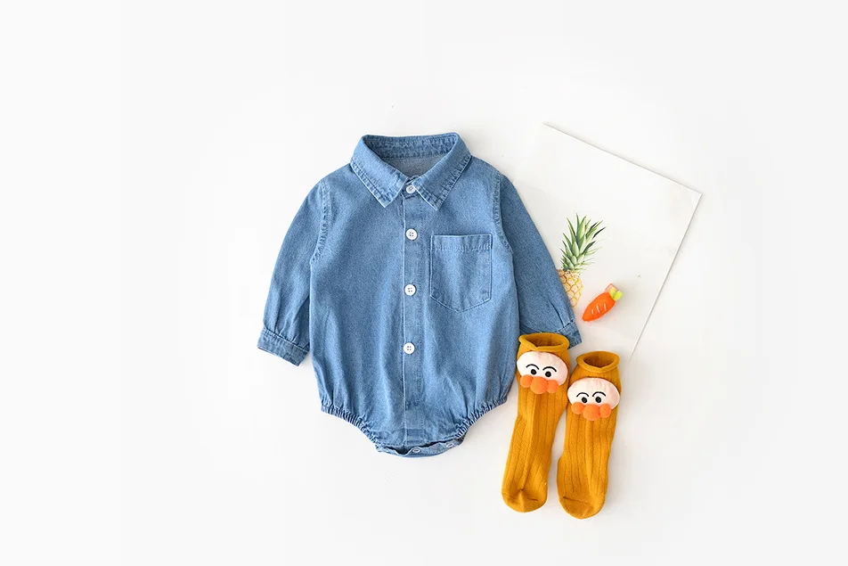 2019 мягкое джинсовое детское боди Modis детская одежда для близнецов одежда для маленьких девочек 2 стиля для 3-24 mois