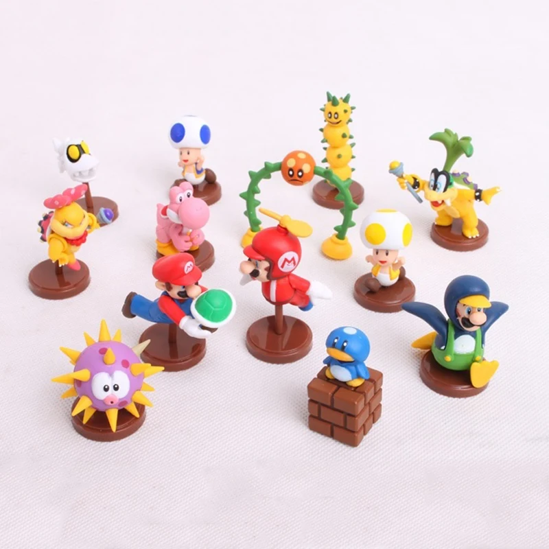 13PCS/SET Classic Game Super Mario Bros Mini PVC Figure Dolls Collectible Lovely Toy Gift For