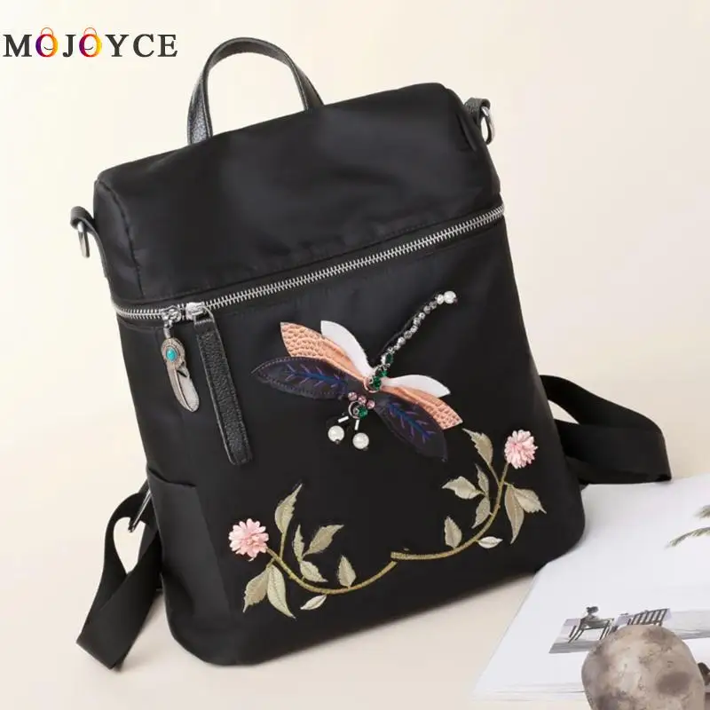 2 maneras de llevar Mochila Retro mujer chica adolescente libélula bordado Nylon escuela hombro bolso mujer Mochila femenina 2 maneras de llevar Mochila Retro mujer chica adolescente libélula bordado Nylon escuela hombro bolso mujer Mochila femenina