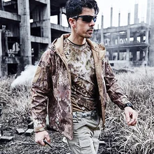 MASCUBE Водонепроницаемый ветрозащитное теплое пальто с капюшоном камуфляжного цвета в армейском стиле Костюмы природе акулья кожа мягкая куртка Soft Shell V4 Военная тактическая куртка