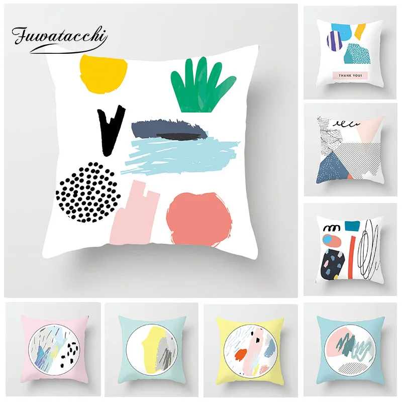 

Fuwatacchi Ink Painting Printed Cushion Cover Cactus Pillow Cover for Home Decor Living Room Plant Square Throw Pillow Cases