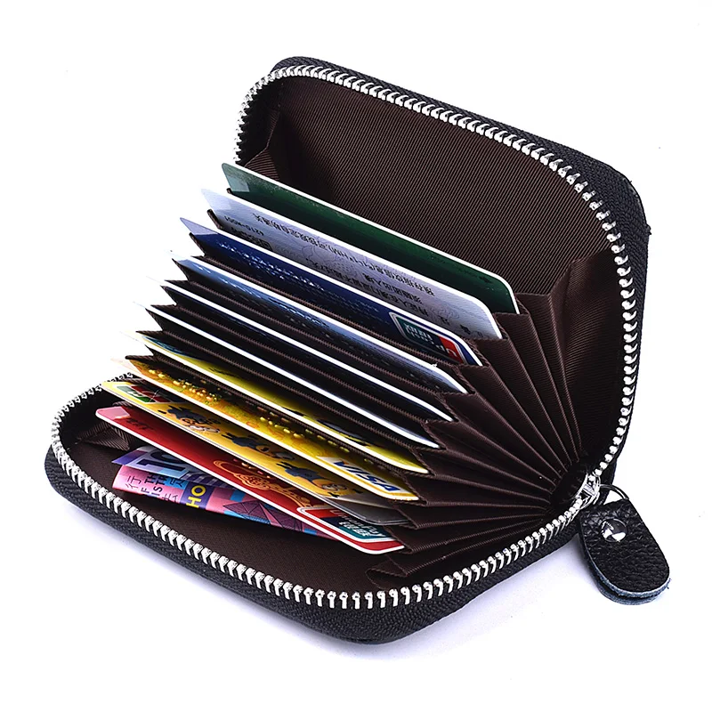 Men Women Genuine Leather Wallet RFID Bifold Zip Coin Purse Credit Card Holder
