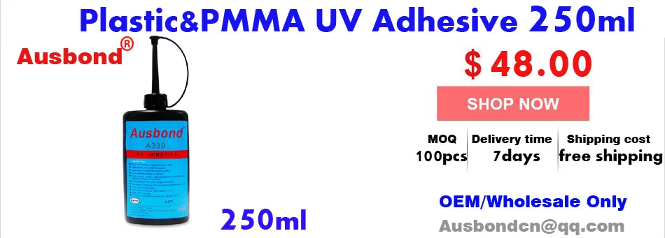 УФ-светильник Видимый клей акриловый УФ-клей чистый пластик ABS PC PMMA бестеневой УФ-Клей 250 мл