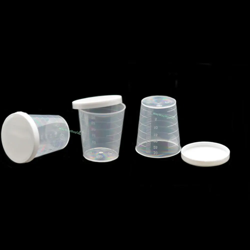 

10 25 100 PCS 30ML Plastic Measure Clear Cups for Lab Supply Test Graduated Container White Cup Bottle