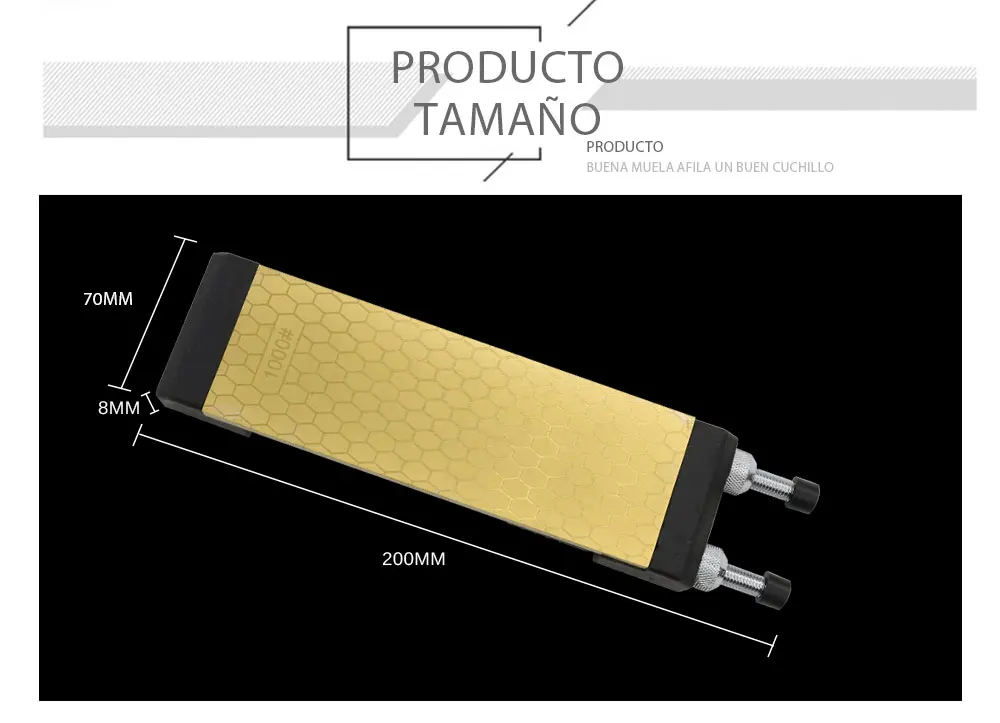 Титановый нож для заточки ножей DMD Diamond Двухсторонний 400 и 1000 крупы с размером 200* 70* 8 мм Брусок с держателем h4
