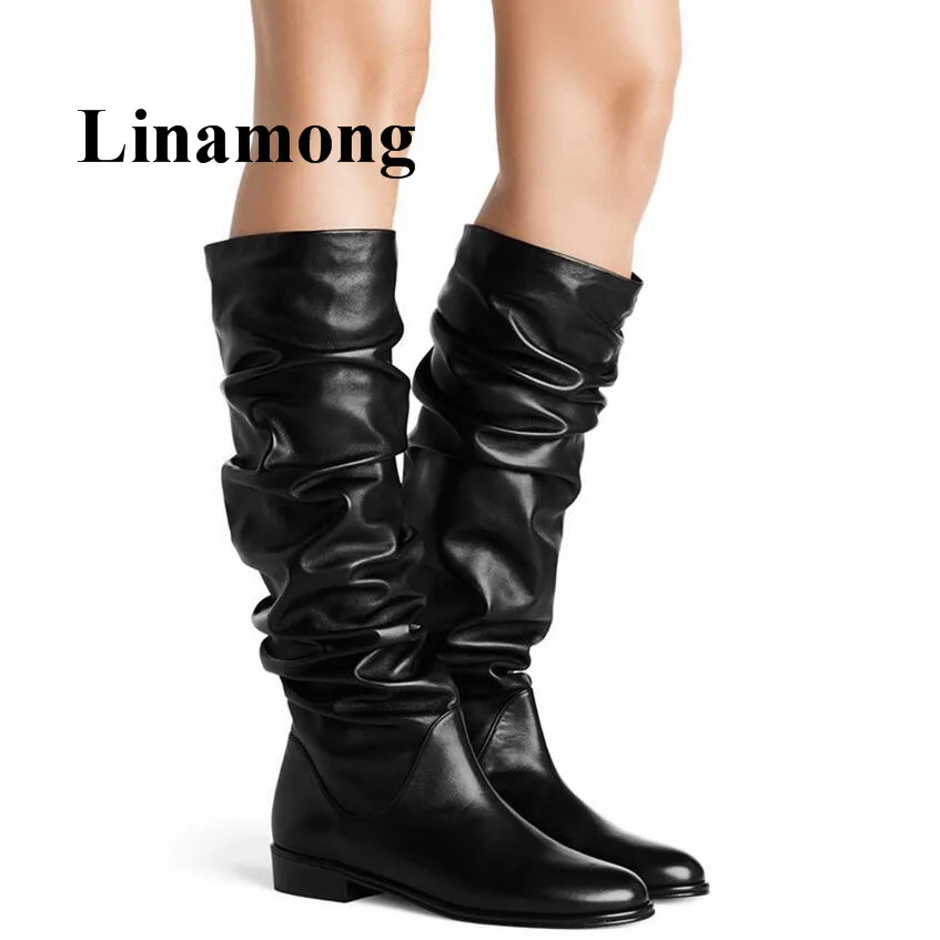Más Mujer Normal Negro E Zapatos Ladoes Picture As Punta De Nuevo Invierno Pisos Rodilla Top Moda Otoño Venta Tamaño Redonda Plested Botas OxzqIT6wF