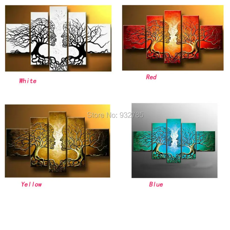 free shipping,handmade oil painting on canvas tree kiss black white